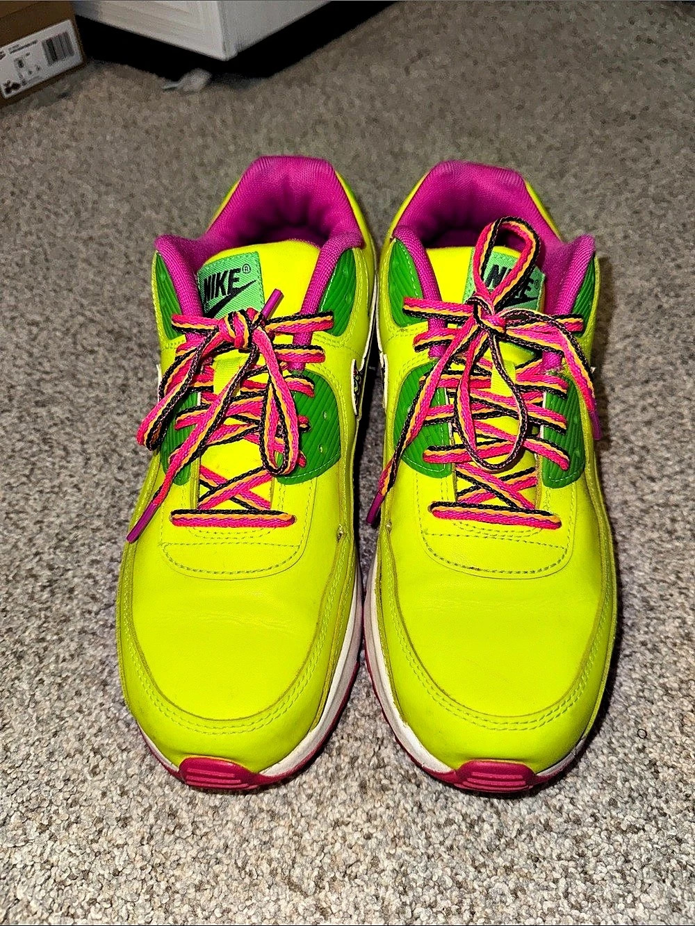 Nike Air Max 90 Neon Green Pink Sneakers
